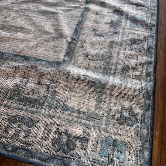 Ruggable Vintage Daisy Bordered Blue 5ft x 7ft Washable Rug (Cover Only) - Picture 5 of 10